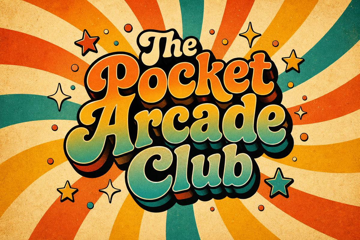 The Pocket Arcade Club retro sunburst logo